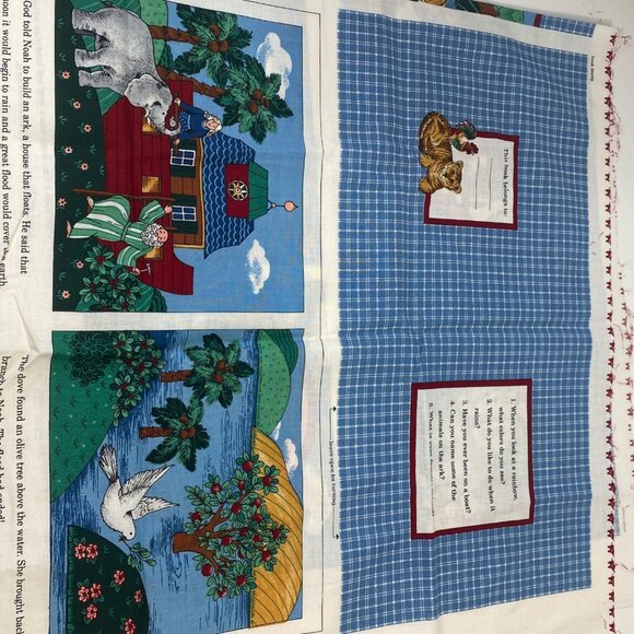 Vintage VIP Cranston Print Works Noah's Ark Story Book Quilt Panel Fabric - Picture 8 of 12